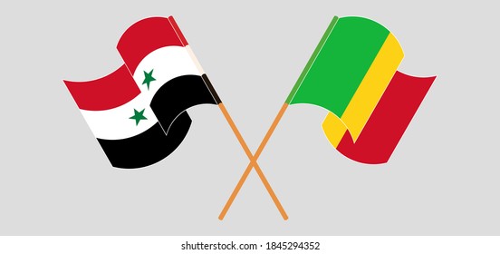 Cruzada y ondeando banderas de Mali y Siria