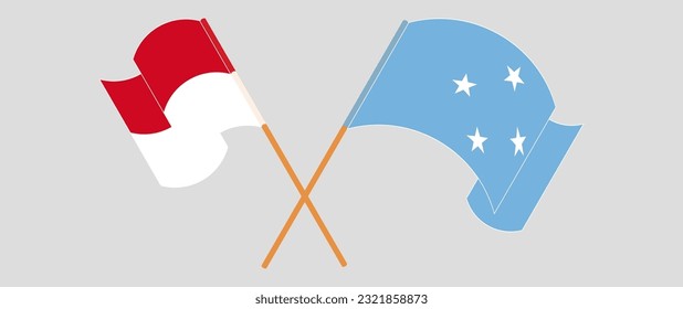 Cruzaron y ondearon banderas de Mónaco y Micronesia. Ilustración del vector
