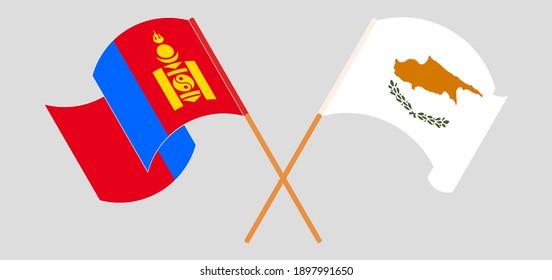 Banderas cruzadas y ondeadas de Mongolia y Chipre