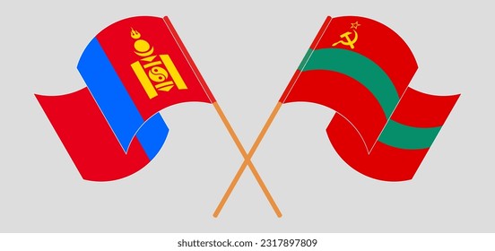 Cruzaron y ondearon banderas de Mongolia y Transnistria. Ilustración del vector
