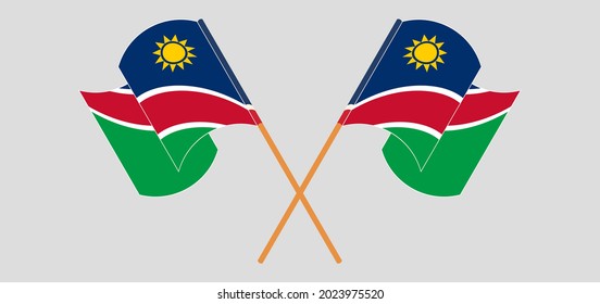 Crossed and waving flags of Namibia