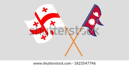 Crossed and waving flags of Nepal and Georgia. Vector illustration
