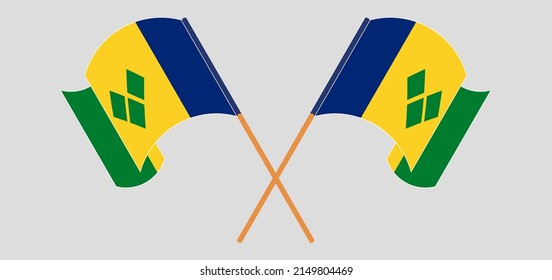 Cruzaron y ondearon banderas de San Vicente y las Granadinas. Ilustración del vector
