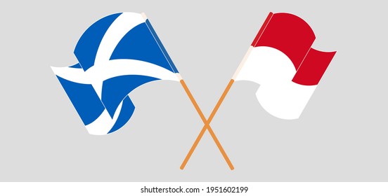 Crossed and waving flags of Scotland and Monaco