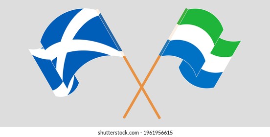 Crossed and waving flags of Scotland and Sierra Leone
