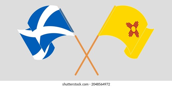Crossed and waving flags of Scotland and the State of New Mexico