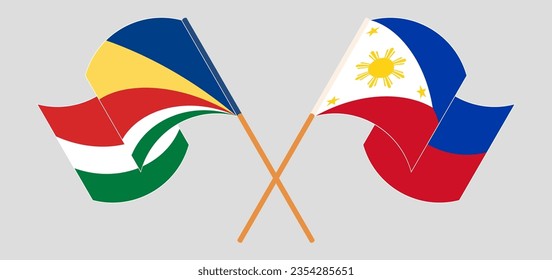 Cruzaron y ondearon banderas de Seychelles y Filipinas. Ilustración del vector
