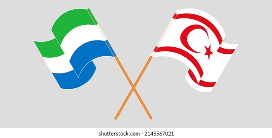Crossed and waving flags of Sierra Leone and Northern Cyprus. Vector illustration
