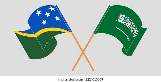 Cruzaron y ondearon banderas de las Islas Salomón y Arabia Saudita. Ilustración del vector
