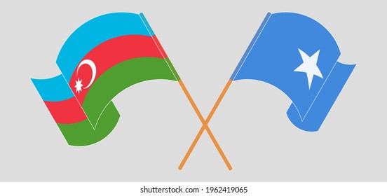 Crossed and waving flags of Somalia and Azerbaijan