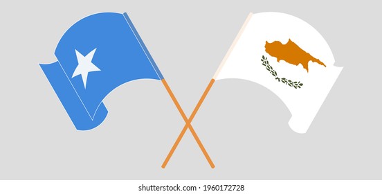 Crossed and waving flags of Somalia and Cyprus