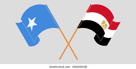 Cruzada y ondeando banderas de Somalia y Egipto