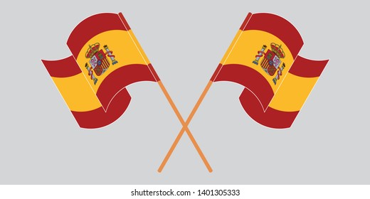 Crossed and waving flags of Spain