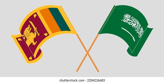 Cruzaron y ondearon banderas de Sri Lanka y Arabia Saudita. Ilustración del vector

