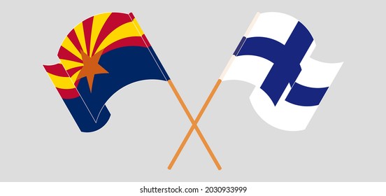 Crossed and waving flags of the State of Arizona and Finland