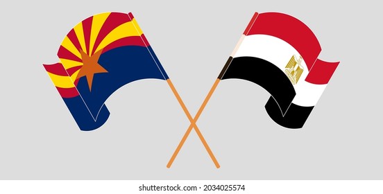 Crossed and waving flags of the State of Arizona and Egypt