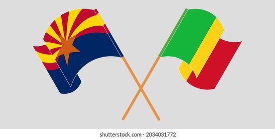 Crossed and waving flags of the State of Arizona and Mali