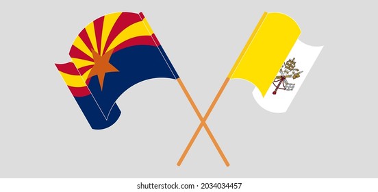 Crossed and waving flags of the State of Arizona and Vatican