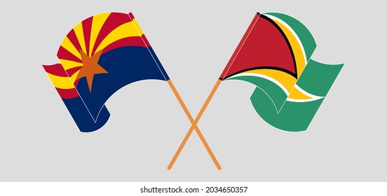 Crossed and waving flags of the State of Arizona and Guyana