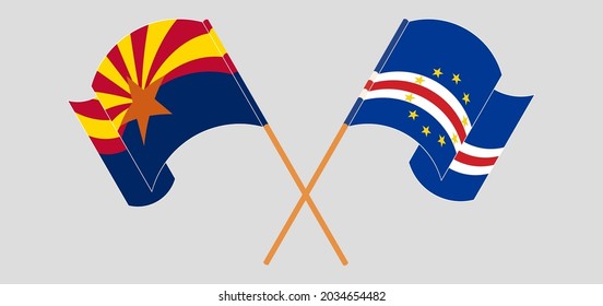 Crossed and waving flags of the State of Arizona and Cape Verde