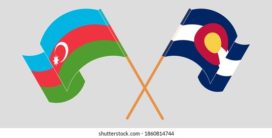 Crossed and waving flags of The State of Colorado and Azerbaijan