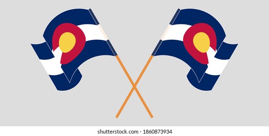 Crossed and waving flags of The State of Colorado