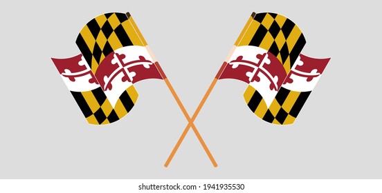 Crossed and waving flags of the State of Maryland