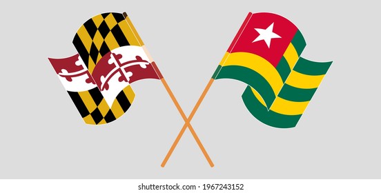 Crossed and waving flags of the State of Maryland and Togo