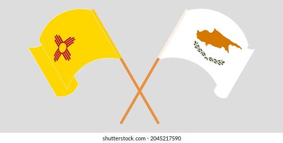 Crossed and waving flags of the State of New Mexico and Cyprus