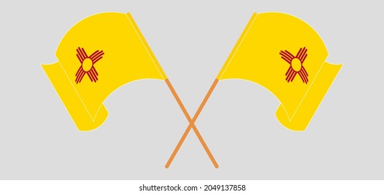 Crossed and waving flags of the State of New Mexico