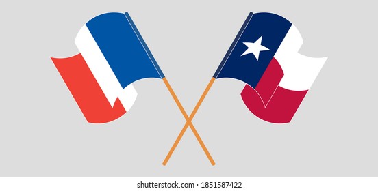 Crossed and waving flags of the State of Texas and France