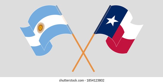 Crossed and waving flags of the State of Texas and Argentina