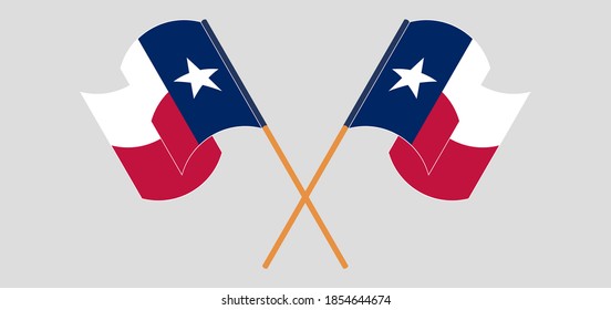 Crossed and waving flags of the State of Texas