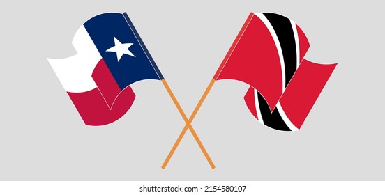Cruzada y ondeando banderas del Estado de Texas y Trinidad y Tobago. Ilustración del vector
