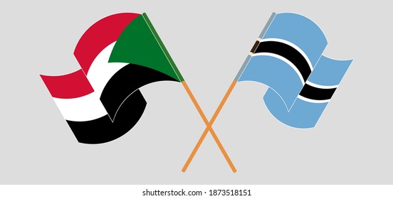 Überquerte und wehende Flaggen des Sudan und Botsuanas