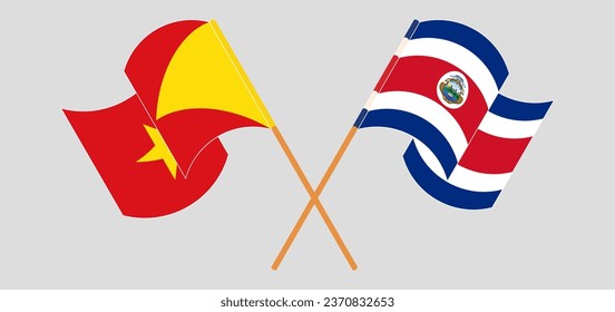 Crossed and waving flags of Tigray and Costa Rica. Vector illustration
