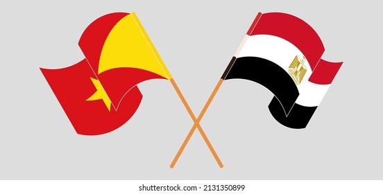 Cruzada y ondeando banderas de Tigray y Egipto. Ilustración del vector

