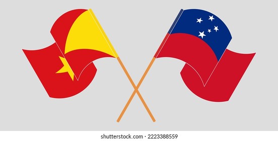 Crossed and waving flags of Tigray and Samoa. Vector illustration
