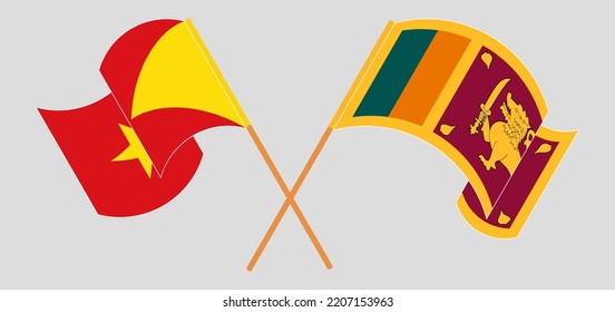 Crossed and waving flags of Tigray and Sri Lanka. Vector illustration
