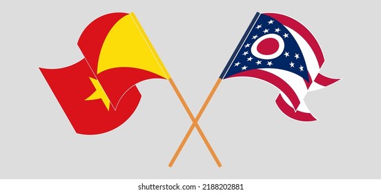 Cruzaron y ondearon banderas de Tigray y el estado de Ohio. Ilustración del vector

