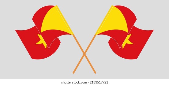 Banderas de Tigray cruzadas y ondeadas. Ilustración del vector
