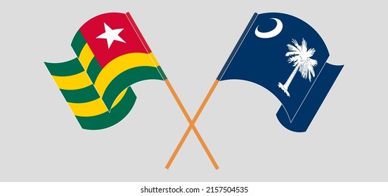 Cruzaron y ondearon banderas de Togo y el estado de Carolina del Sur. Ilustración del vector
