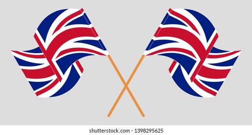 Crossed and waving flags of the UK