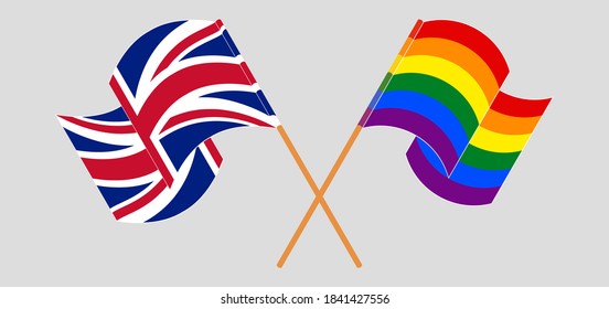 Crossed and waving flags of the UK