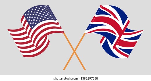 Crossed and waving flags of the UK and the USA svg