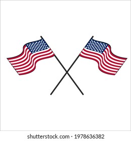 Crossed and waving of USA flag