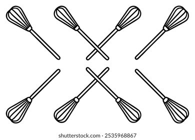 Crossed Whisk Icon Sy Unique Line Illustration