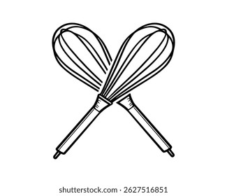 Crossed whisks for baking and cooking preparation design art