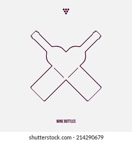 Crossed wine bottles, vector illustration