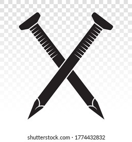 Crossed wood fasteners nails / concrete nail flat vector icon for apps and websites